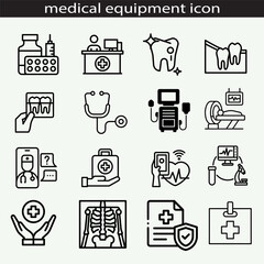 Fototapeta premium medical equipment icon collection. Editable stroke. Vector illustration