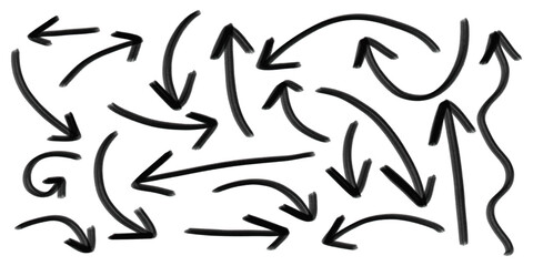 Hand drawn brush vector arrows