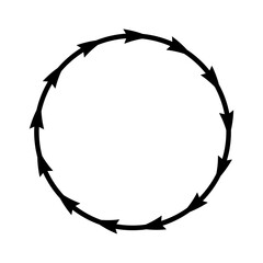 Black arrows sing symbol decorative border frame vector design. Round circle shape frame border or text box with blank empty place for title text isolated on white background