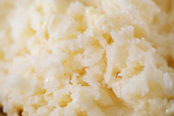 Macro shot of shaved frozen milk texture