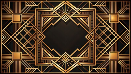 Timeless elegance of Art Deco with bold lines and geometric motifs , art deco, glamour, sophistication, bygone era, emblem