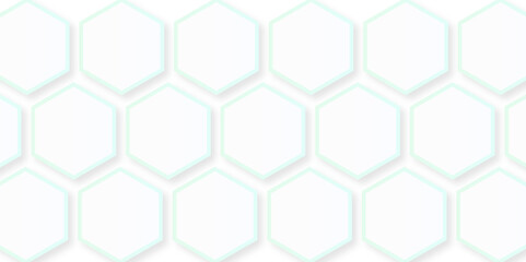 Abstract white hexagonal geometric background with shadow. Futuristic abstract honeycomb technology white background. Luxury White 3D futuristic honeycomb mosaic white background.