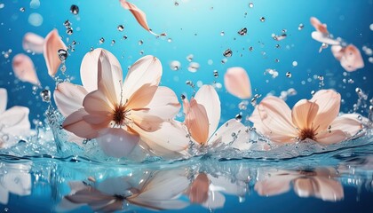Cherry Blossoms Splashing in Water Photography