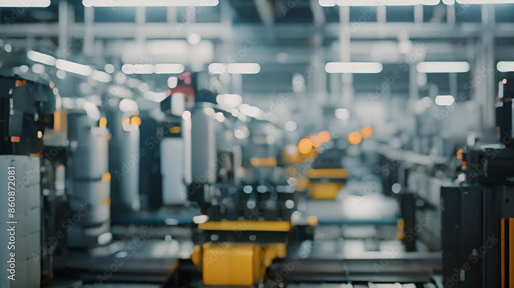 Poster automated production line in modern factory generative ai