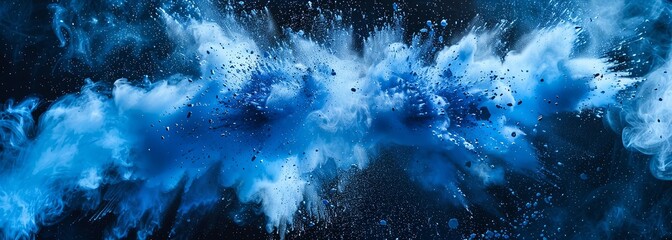 Obraz premium Abstract blue powder splatter background. Blue powder exploding