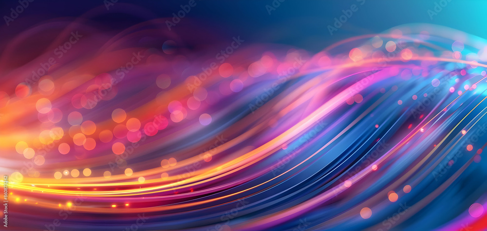Poster colorful abstract light streaks creating a flowing and vibrant pattern, perfect for backgrounds or d