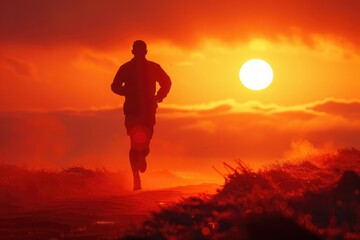 Fototapeta premium People running against the sun