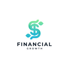 shiny letter S and leaves for business, finance and agriculture logos