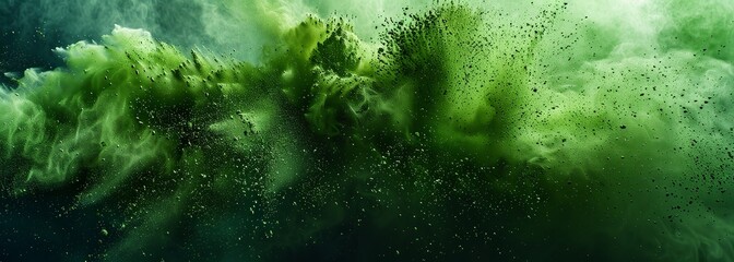 Obraz premium Abstract green powder splatter background. Green powder exploding