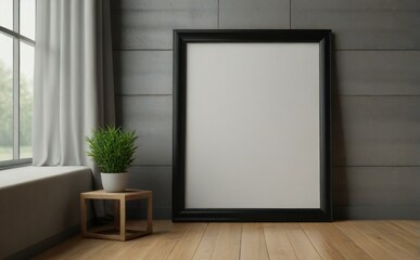 empty room with a frame and a wall
