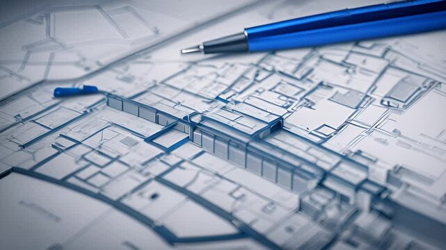 Architectural Blueprint With Pen Generative AI