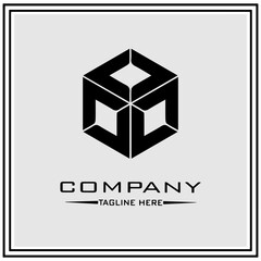 abstract logo design, black and white geometric technology icon