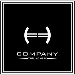 abstract logo design, black and white geometric technology icon