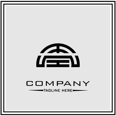 abstract logo design, black and white geometric technology icon