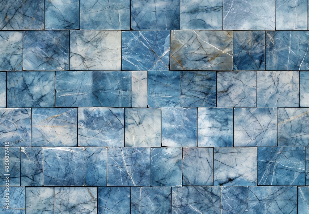 Poster a seamless pattern featuring blue marble tiles arranged in a horizontal and vertical layout. each ti