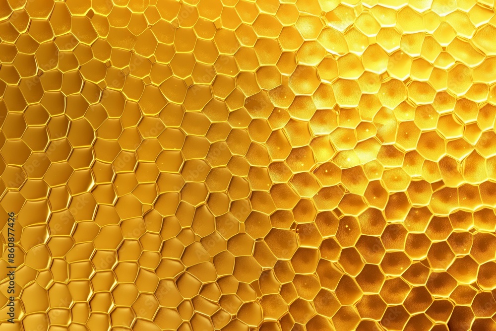 Aufkleber this image features a vibrant gold background with a honeycomb-like hexagonal texture. the dynamic g