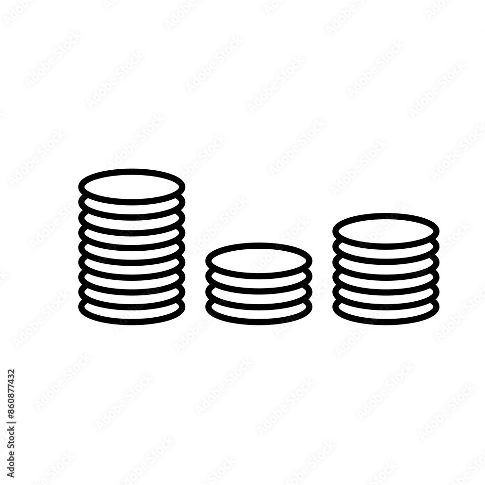 Poster coin icon vector, simple flat black linear illustration for web and app on white background..eps
