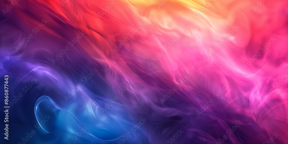 Poster a blurred gradient background with vibrant colors ranging from red and purple to blue and yellow, cr