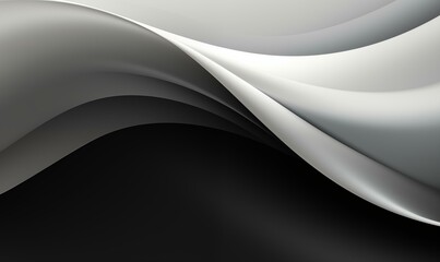 An elegant abstract image featuring smooth, undulating waves in shades of black and light gray. This modern design conveys a sense of luxury and sophistication.