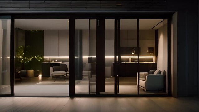 Modern Patio With Sliding Glass Doors Generative AI
