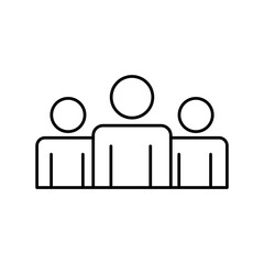 Three people group line icon. Teamwork, leadership vector flat trendy style illustration for web and app..eps