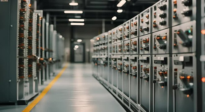 Electrical control cabinet substation room in factory