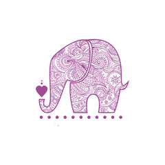 Purple elephant carving pattern design