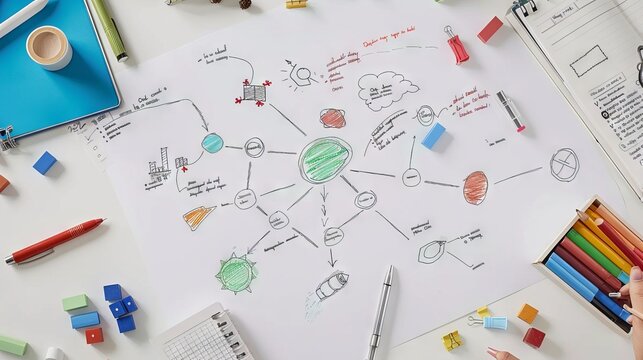 Brainstorming Session with Hand Drawn Mind Map