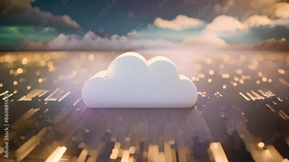 Poster cloud computing icon on circuit board generative ai
