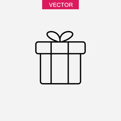 Gift box linear icon. Surprise box symbol, logo illustration flat design on white background..eps