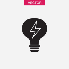 Light Bulb with lightning, Lamp Energy simple vector flat illustration on white background..eps