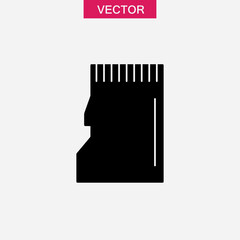Micro SD Card vector icon, simple flat black illustration on white background..eps