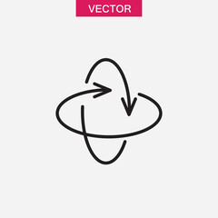 360 degree rotation arrows line icon, vector flat simple linear illustration on white background..eps