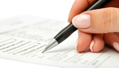 Close-up of Hand Filling Out a Form