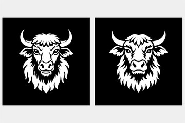 black and white yak head icon vector 