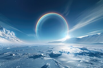 Snow and ice, rainbow shining