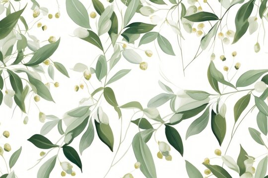 Art printing leaves pattern plant green.