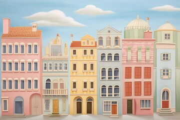 Fototapeta premium Painting of buildings architecture house city.