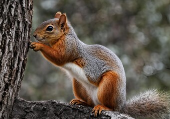 Fototapeta premium Squirrel Inspecting Tree Bark