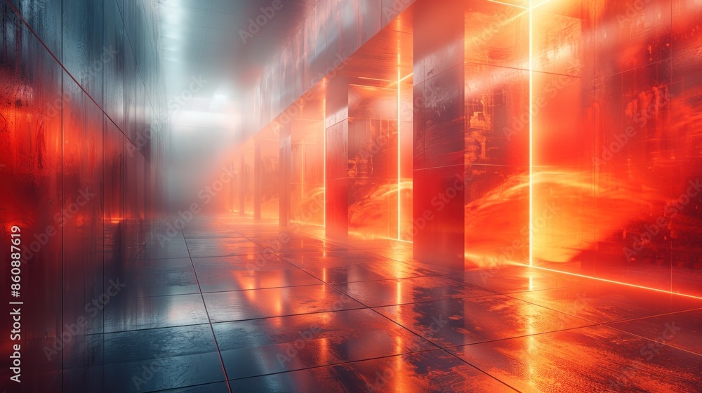 Aufkleber emphasize the reflective qualities of the cyber light line backdrop, capturing the interplay of ligh