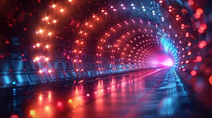 Fototapeta premium Play with symmetry and asymmetry in the composition of the Cyber Light Line backdrop, adding visual interest and depth to the overall image.