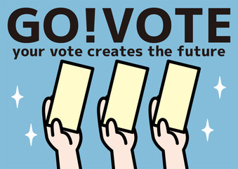 投票箱に投票する様子のベクターイラスト