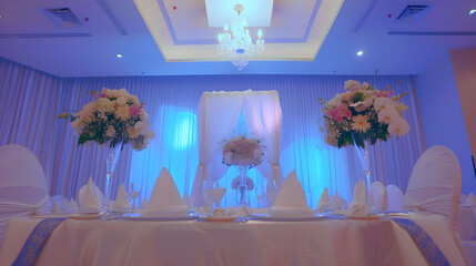 Wedding reception decoration and table setup : Generative AI