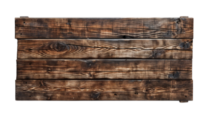 Old wooden board plank signpost, isolated on transparent background