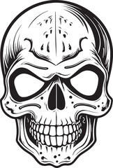 Black and white skull silhouette, vector illustration