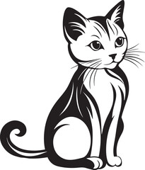 Black and white cat silhouette, vector illustration