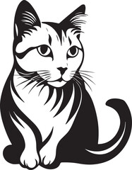 Black and white cat silhouette, vector illustration