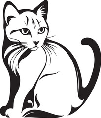 Black and white cat silhouette, vector illustration