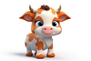Fototapeta premium Cute animals cow livestock cartoon.