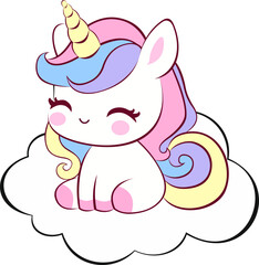 Cute unicorn. Vector flat illustration.